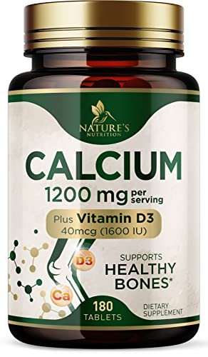 Calcium 1200 mg mit Vitamin D3 - Knochengesundheit & Knochenstärke - Natürliche Calcium Tabletten für Frauen & Männer - 180 Tabletten - Hergestellt in den USA