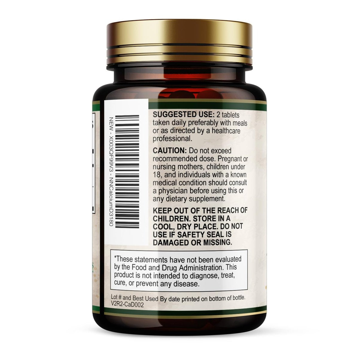 Calcium 1200 mg mit Vitamin D3 - Knochengesundheit & Knochenstärke - Natürliche Calcium Tabletten für Frauen & Männer - 180 Tabletten - Hergestellt in den USA