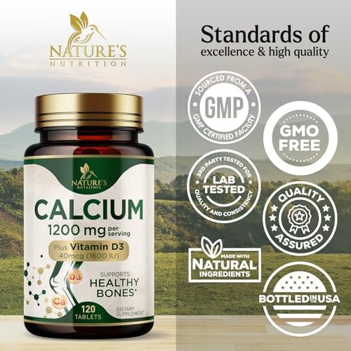 Calcium 1200 mg mit Vitamin D3 – Pro Portion – Knochengesundheit & Knochenstärke – Nahrungsergänzung für Frauen & Männer – Natürliche Calcium Tabletten – Hergestellt in den USA – 120 Tabletten