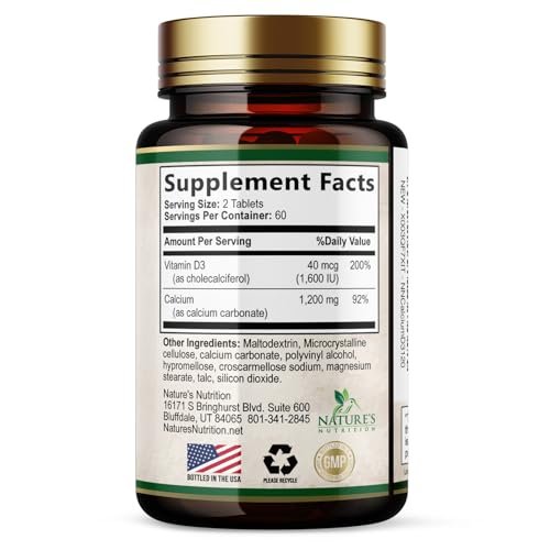 Calcium 1200 mg mit Vitamin D3 - pro Portion - Knochengesundheit Nahrungsergänzung - Vitamin D & Calcium Kapseln für Frauen & Männer - Knochenstärke Unterstützung - Natürliche Calcium Tabletten - Hergestellt in den USA - 240 Tabletten