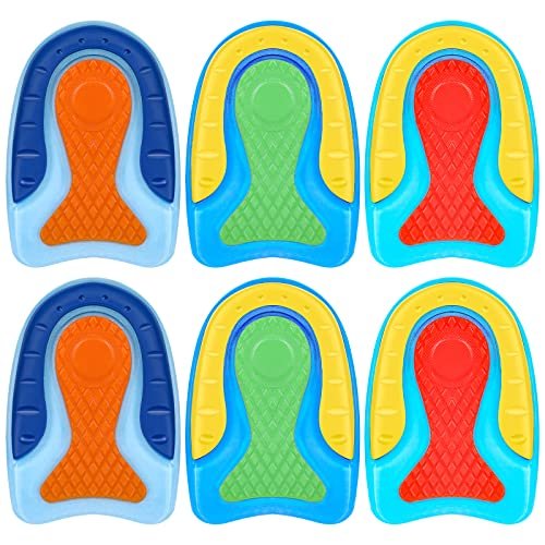 Janmercy 6er-Pack Fersenpolster für Kinder – Gel-Einlagen gegen Fersenschmerzen, Plantarfasziitis & Knöchelschmerzen – Stoßdämpfend, leicht, in 3 Farben (Kindergröße 3–7)