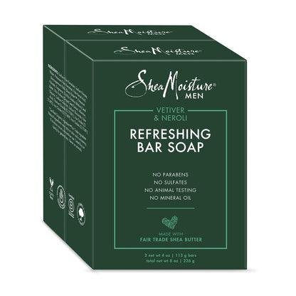 SheaMoisture Männerseife Vetiver & Neroli, 118 g (2er-Pack) – Natürliche Reinigung für trockene Haut