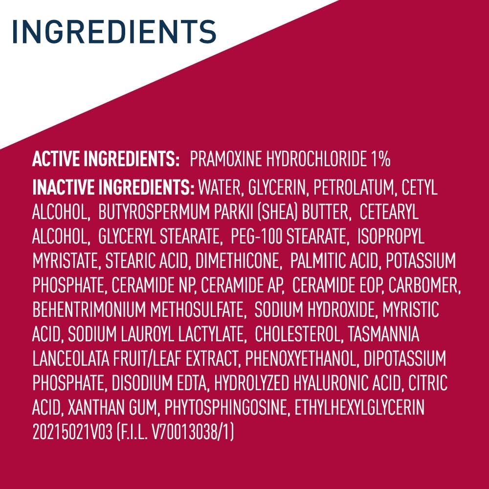 CeraVe Feuchtigkeitscreme mit Juckreizlinderung, Anti-Juckreiz Creme mit Pramoxin-Hydrochlorid, Lindert juckende Haut bei leichten Hautreizungen, Sonnenbrandlinderung, Insektenstiche, Duftstofffrei, 16 Unzen