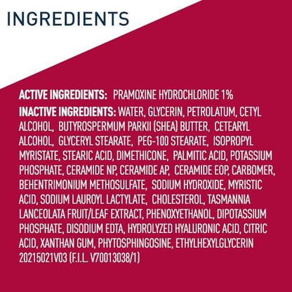 CeraVe Feuchtigkeitscreme mit Juckreizlinderung, Anti-Juckreiz Creme mit Pramoxin-Hydrochlorid, Lindert juckende Haut bei leichten Hautreizungen, Sonnenbrandlinderung, Insektenstiche, Duftstofffrei, 16 Unzen