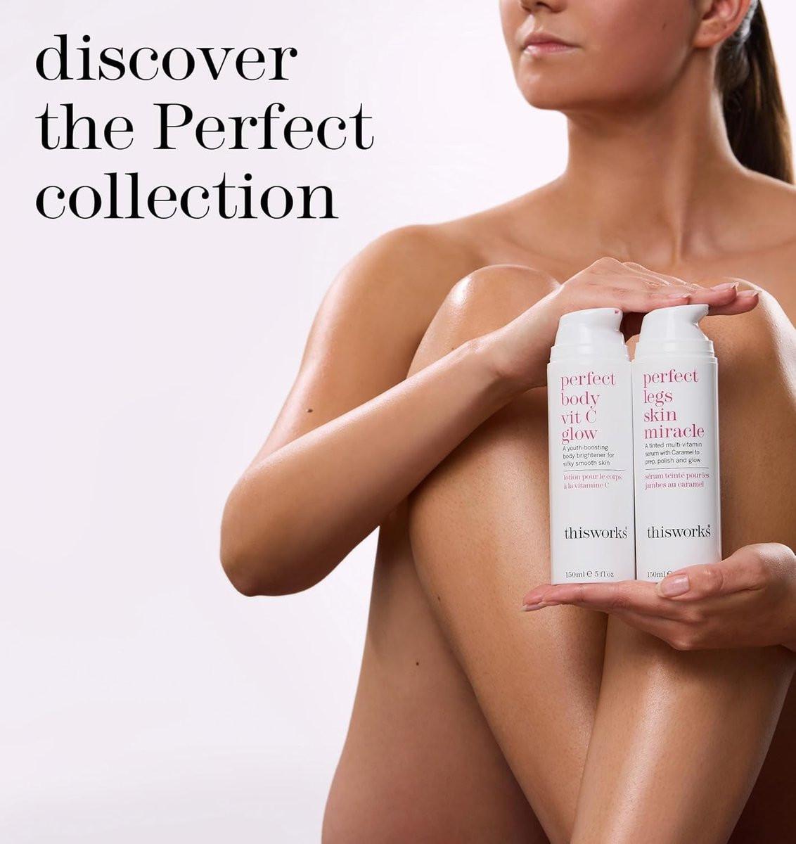 THISWORKS Perfect Legs Skin Miracle: Getönte Hautpflege mit Vitamin C & E für strahlenden, sonnengeküssten Glow – Gleicht Hautton aus & reduziert Unreinheiten, 150 ml