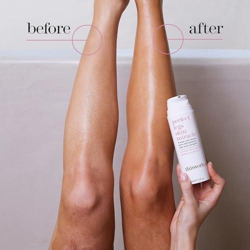 THISWORKS Perfect Legs Skin Miracle: Getönte Hautpflege mit Vitamin C & E für strahlenden, sonnengeküssten Glow – Gleicht Hautton aus & reduziert Unreinheiten, 150 ml