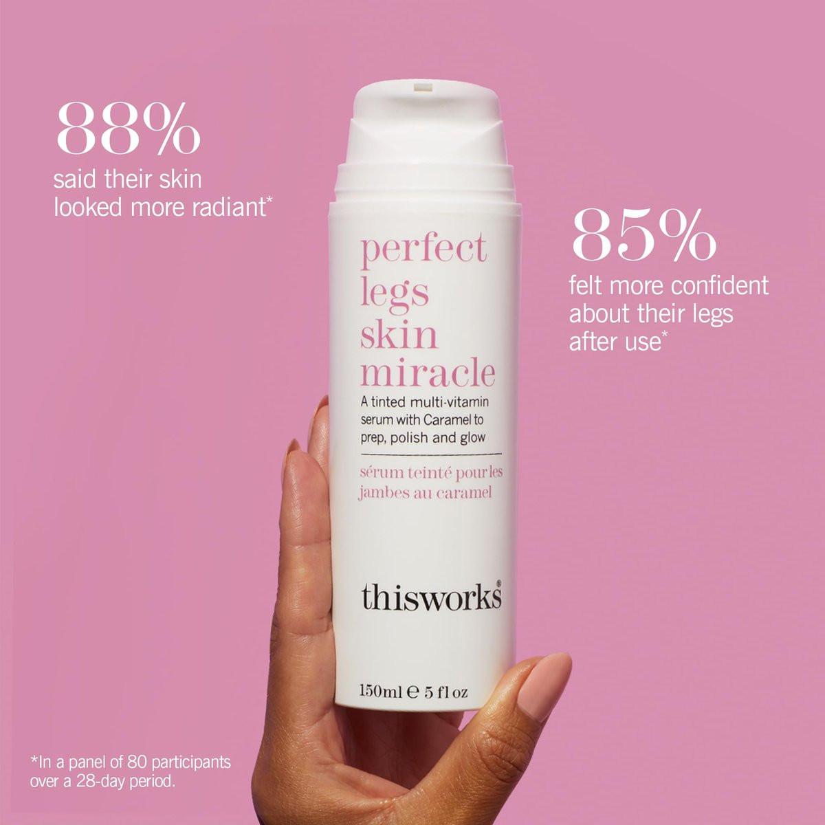 THISWORKS Perfect Legs Skin Miracle: Getönte Hautpflege mit Vitamin C & E für strahlenden, sonnengeküssten Glow – Gleicht Hautton aus & reduziert Unreinheiten, 150 ml