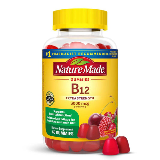 Nature Made Extra Stark Vitamin B12 Gummis 3000 mcg pro Portion – B12 Vitamine zur Unterstützung des Energiestoffwechsels, 60 Gummis, 30-Tage-Vorrat