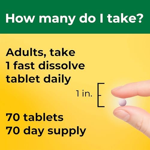 Nature Made Vitamin D3 5000 IE (125 µg) Extra Stärke – 70 zuckerfreie, schnell lösliche Tabletten für 70 Tage – Immununterstützung