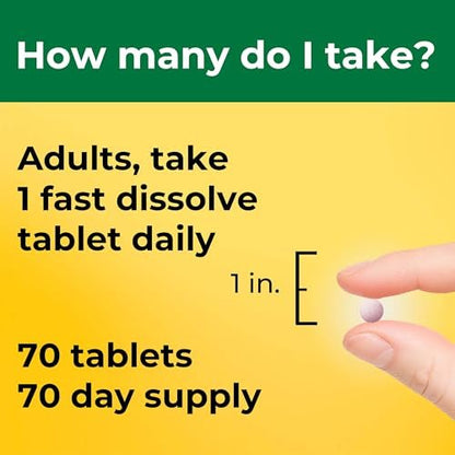 Nature Made Vitamin D3 5000 IE (125 µg) Extra Stärke – 70 zuckerfreie, schnell lösliche Tabletten für 70 Tage – Immununterstützung