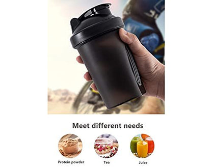 GAISHION Shaker Flasche 400 ml für Proteinshakes mit Mixkugeln – BPA-freier Kunststoff, Schwarz+Weiß (2er-Pack)