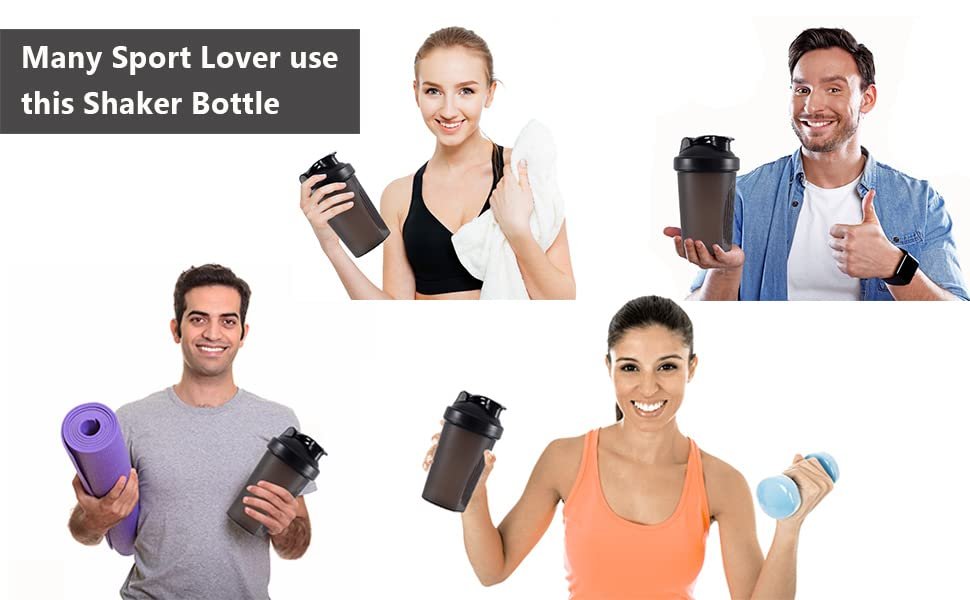 GAISHION Shaker Flasche 400 ml für Proteinshakes mit Mixkugeln – BPA-freier Kunststoff, Schwarz+Weiß (2er-Pack)