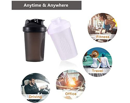 GAISHION Shaker Flasche für Proteinshakes – 2er Set 400 ml mit Mixkugeln, BPA-freier Kunststoff (Blau+Lila)