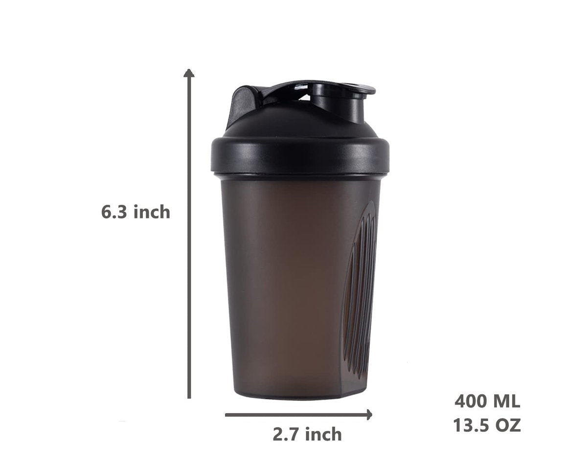 GAISHION Shaker Flasche 400 ml für Proteinshakes mit Mixkugeln – BPA-freier Kunststoff, Schwarz+Weiß (2er-Pack)