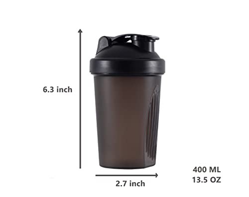 GAISHION Shaker Flasche 400 ml für Proteinshakes mit Mixkugeln – BPA-freier Kunststoff, Schwarz+Weiß (2er-Pack)