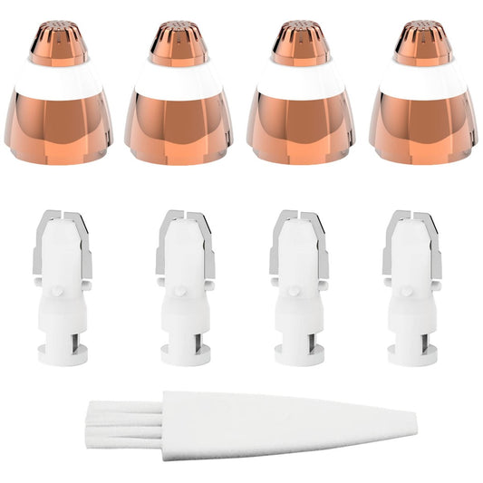 Ersatzköpfe für Augenbrauen-Haarentferner – Kompatibel mit Finishing Touch Flawless Facial Hair Remover, 4 Stück in Roségold mit Reinigungsbürste