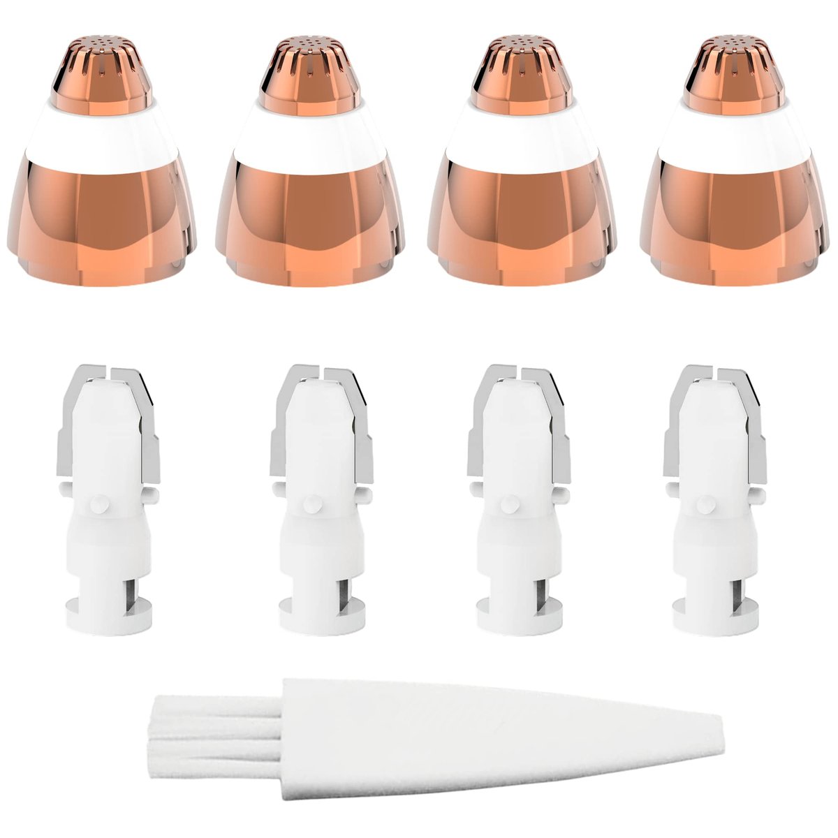 Ersatzköpfe für Augenbrauen-Haarentferner – Kompatibel mit Finishing Touch Flawless Facial Hair Remover, 4 Stück in Roségold mit Reinigungsbürste