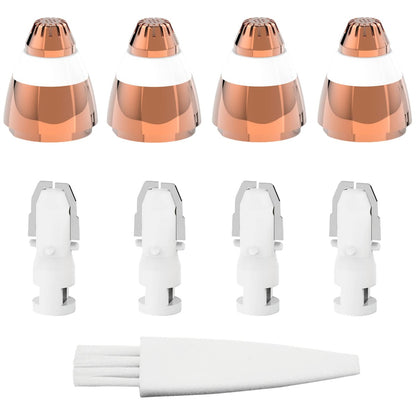 Ersatzköpfe für Augenbrauen-Haarentferner – Kompatibel mit Finishing Touch Flawless Facial Hair Remover, 4 Stück in Roségold mit Reinigungsbürste