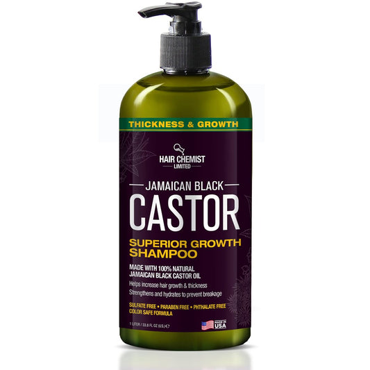 Hair Chemist Superior Growth Jamaican Black Castor Shampoo 33,8 oz. – Sulfatfreies Shampoo mit natürlichen Inhaltsstoffen für kräftigeres Haar