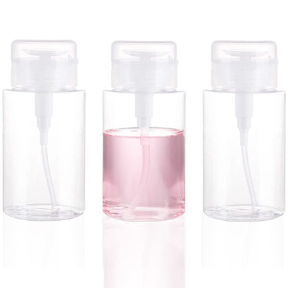 3er-Pack Pumpspender Leere Flaschen mit Druckknopf für Nagellackentferner, Mizellenwasser, Gesichtswasser – 6,7 oz / 200 ml – Klar