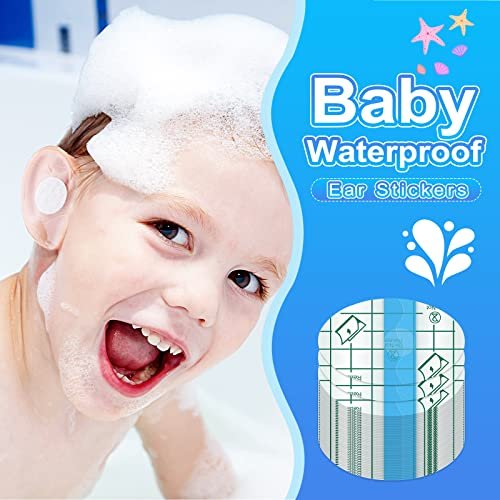 Teling 300 Stück Einweg-Baby-Ohrenschützer für Schwimmen, Wasserdichte Baby-Dusch-Ohrenschützer für Badeschutz, Neugeborenen-Aufkleber, Wattebällchen für Kinder, Schwimmen, Surfen, Schnorcheln, Wassersport (Blau)