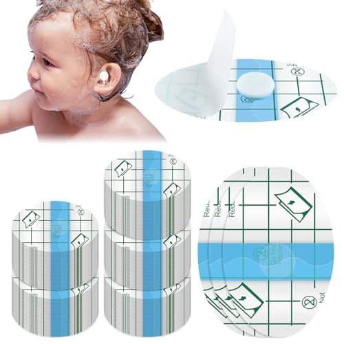 Teling 300 Stück Einweg-Baby-Ohrenschützer für Schwimmen, Wasserdichte Baby-Dusch-Ohrenschützer für Badeschutz, Neugeborenen-Aufkleber, Wattebällchen für Kinder, Schwimmen, Surfen, Schnorcheln, Wassersport (Blau)