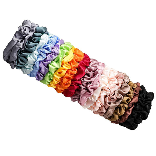 Ivyu Satin-Seiden-Haargummis für Frauen und Mädchen, 20 Stück Mini-Scrunchies für dicke und lockige Haare