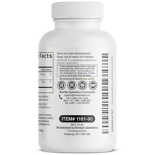 Bronson Ashwagandha Extra Strength Stress & Mood Support mit BioPerine – Nicht-GMO Formel, 90 vegane Kapseln