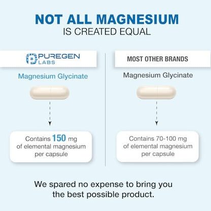 Magnesiumglycinat 500 mg [Hochpotenz] 120 vegane Kapseln, cheliert für überlegene Absorption | Ohne schädliche Zusätze | Nicht-GVO, ohne Gluten und Laktose, magenschonend