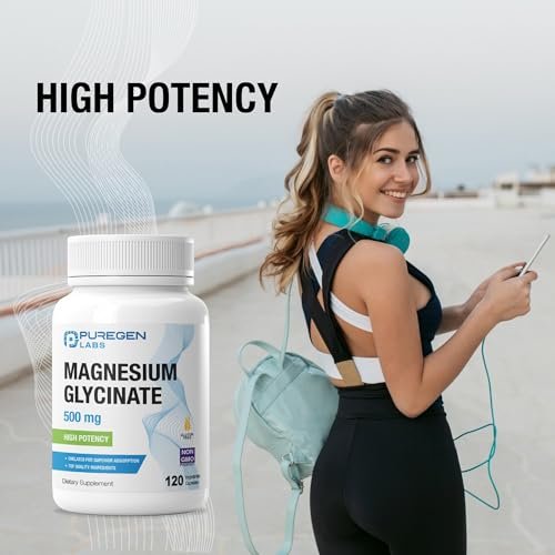 Magnesiumglycinat 500 mg [Hochpotenz] 120 vegane Kapseln, cheliert für überlegene Absorption | Ohne schädliche Zusätze | Nicht-GVO, ohne Gluten und Laktose, magenschonend