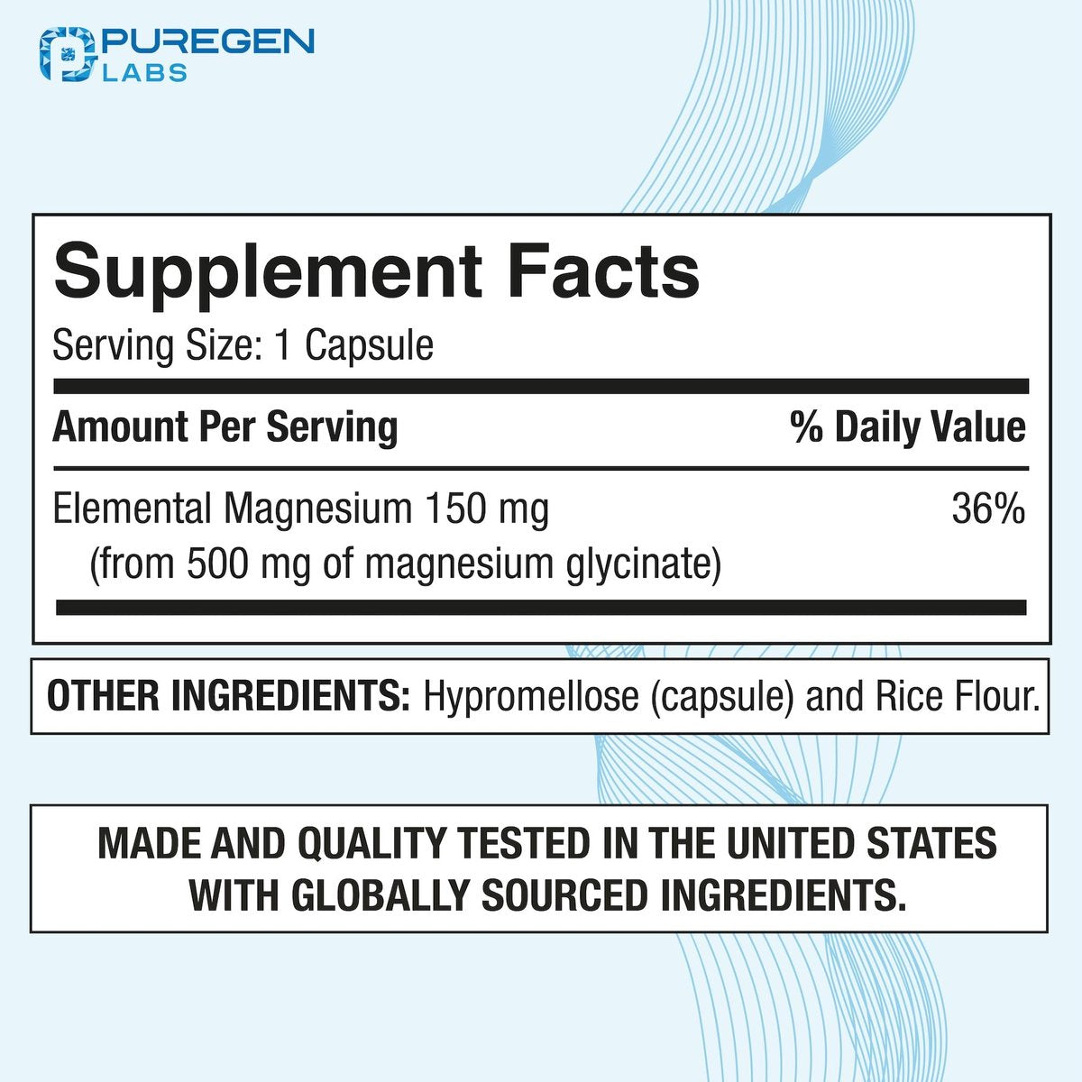 Magnesiumglycinat 500 mg [Hochpotenz] 120 vegane Kapseln, cheliert für überlegene Absorption | Ohne schädliche Zusätze | Nicht-GVO, ohne Gluten und Laktose, magenschonend