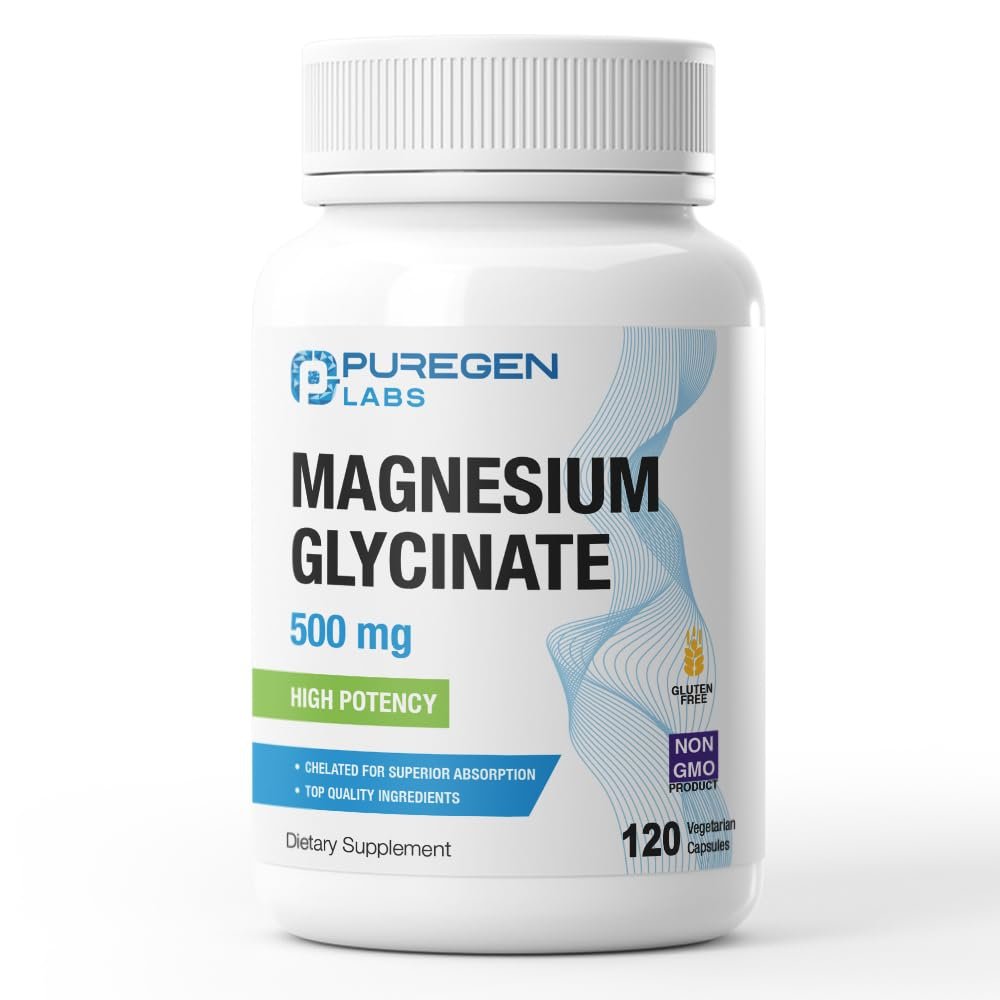Magnesiumglycinat 500 mg [Hochpotenz] 120 vegane Kapseln, cheliert für überlegene Absorption | Ohne schädliche Zusätze | Nicht-GVO, ohne Gluten und Laktose, magenschonend