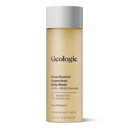 Geologie Acne Control Body Wash | Exfolierender AHA + BHA Reiniger für Männer & Frauen | Reduziert Bacne & Körperausbrüche | Salicylsäure + Glykolsäure | 250 ml