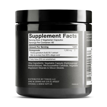Toniiq Granatapfel Extrakt – Ultrahohe Potenz 35:1 Extrakt mit 90 % Ellagsäure – Hochkonzentriert – Laborgeprüft – 120 Kapseln