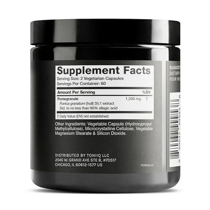 Toniiq Granatapfel Extrakt – Ultrahohe Potenz 35:1 Extrakt mit 90 % Ellagsäure – Hochkonzentriert – Laborgeprüft – 120 Kapseln