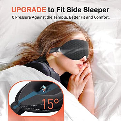 INNELO Schlafmaske für Seitenschläfer, 3D-Konturierte Schlafmaske für Damen und Herren, 100% Lichtblockierende Memory-Schaum-Augenmaske, Kein Druck auf die Augen, Schlafmaske für Reisen, Yoga, Schwarz