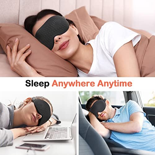 INNELO Schlafmaske für Seitenschläfer, 3D-Konturierte Schlafmaske für Damen und Herren, 100% Lichtblockierende Memory-Schaum-Augenmaske, Kein Druck auf die Augen, Schlafmaske für Reisen, Yoga, Schwarz