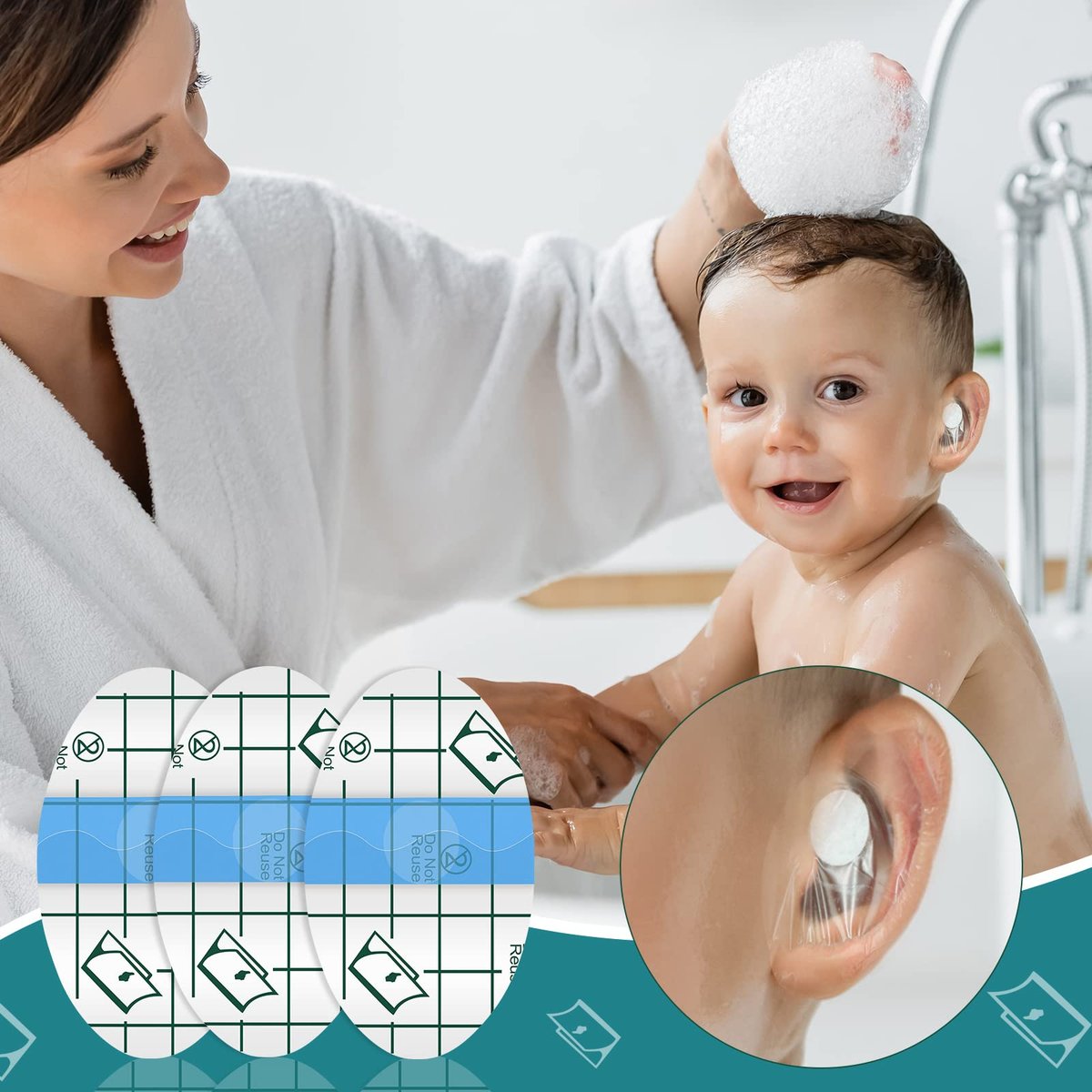 Kingdder 60 Stück Baby Ohrenschützer fürs Baden – Wasserdichte Ohrstöpsel für Babys und Kinder – Ideal für Schwimmen, Duschen, Surfen, Schnorcheln und andere Wassersportarten (Blau)