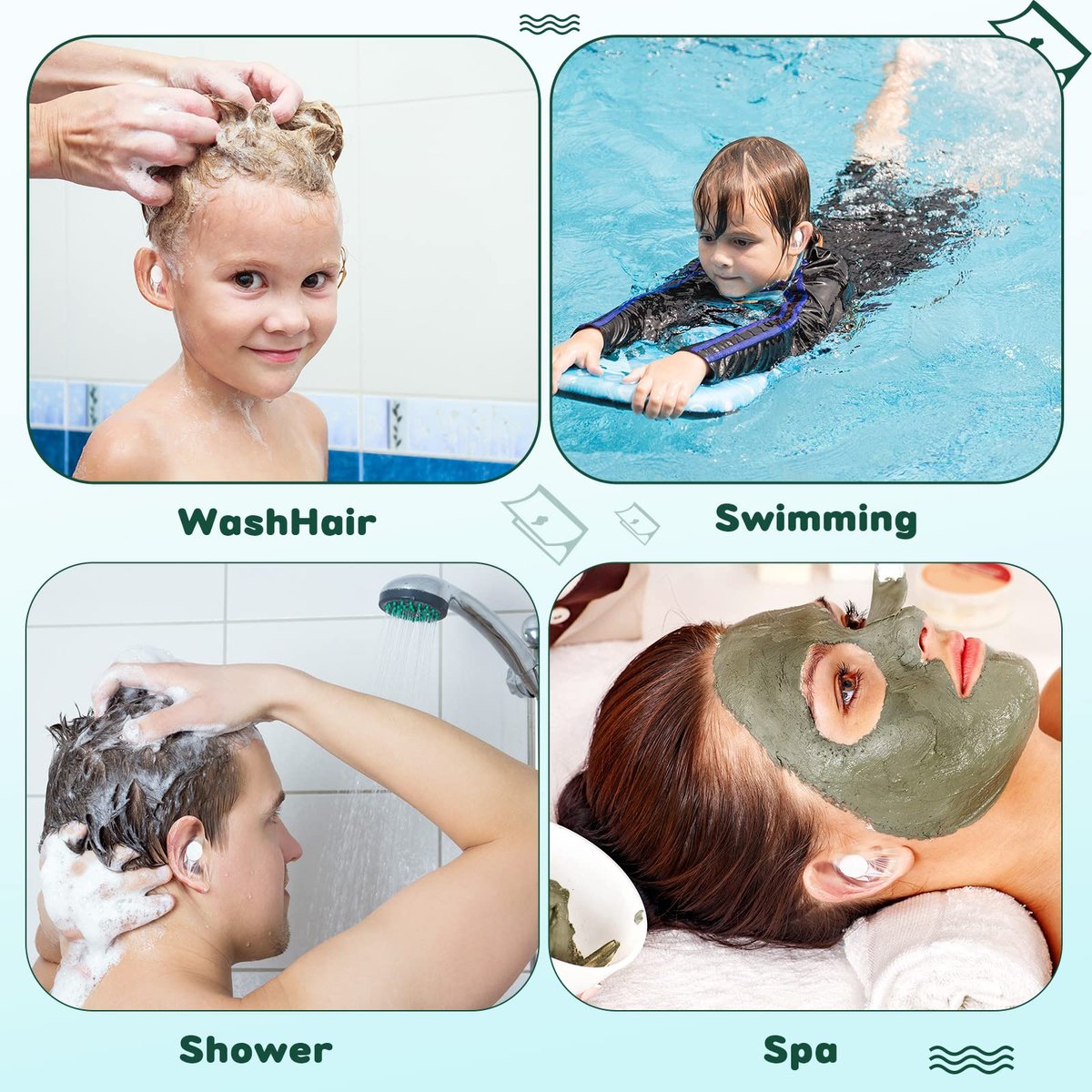Kingdder 60 Stück Baby Ohrenschützer fürs Baden – Wasserdichte Ohrstöpsel für Babys und Kinder – Ideal für Schwimmen, Duschen, Surfen, Schnorcheln und andere Wassersportarten (Blau)