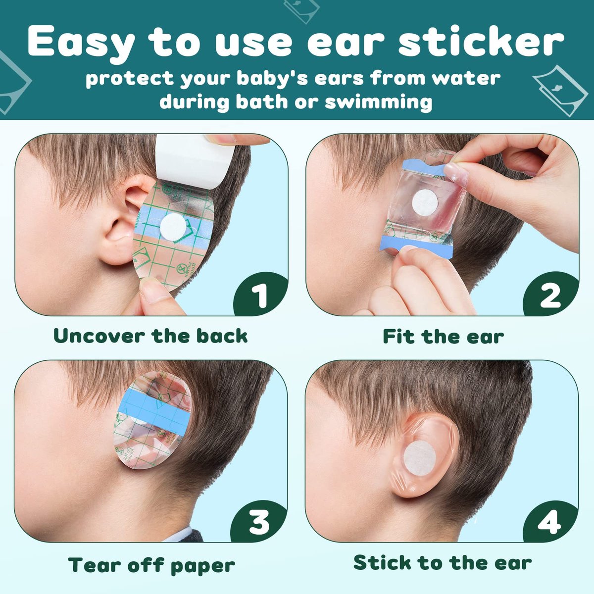 Kingdder 60 Stück Baby Ohrenschützer fürs Baden – Wasserdichte Ohrstöpsel für Babys und Kinder – Ideal für Schwimmen, Duschen, Surfen, Schnorcheln und andere Wassersportarten (Blau)