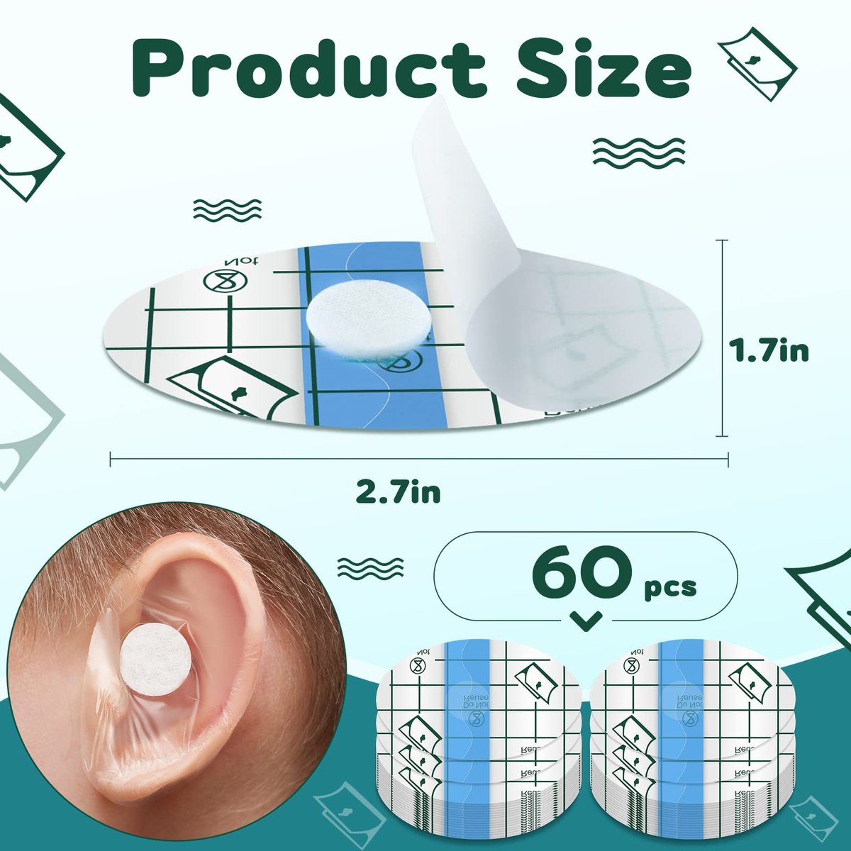 Kingdder 60 Stück Baby Ohrenschützer fürs Baden – Wasserdichte Ohrstöpsel für Babys und Kinder – Ideal für Schwimmen, Duschen, Surfen, Schnorcheln und andere Wassersportarten (Blau)
