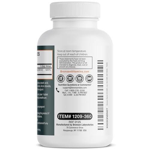 Bronson Vitamin D3 5000 IE (125 µg) – für gesunde Muskelfunktion und Immununterstützung, Non-GMO, 360 Tabletten