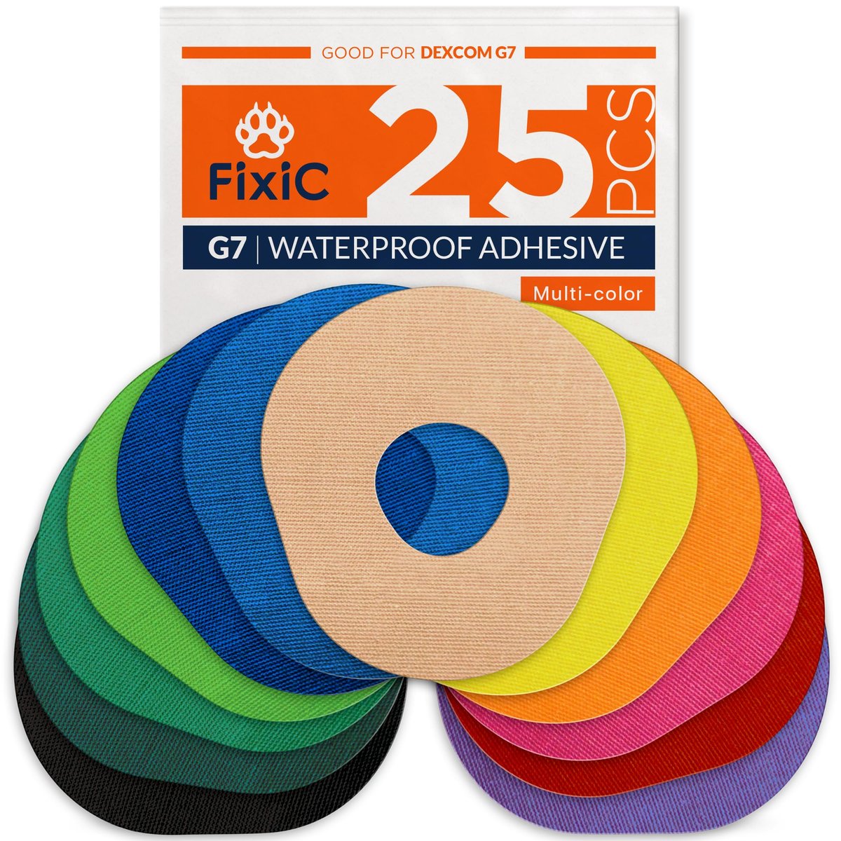 FixiC – Haftpflaster für G7 & Stelo – 25er Pack Premium wasserdichte Haftpflaster – Vorgeschnittenes Trägerpapier – Haftpflaster für G7 – Lange Fixierung! (Mehrfarbig)