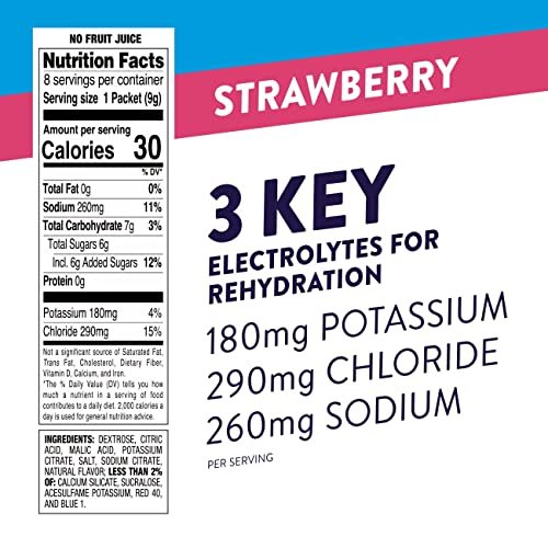 Pedialyte Fast Hydration Elektrolyt-Pulverbeutel, Erdbeer-Geschmack, 8 Einzelportionen