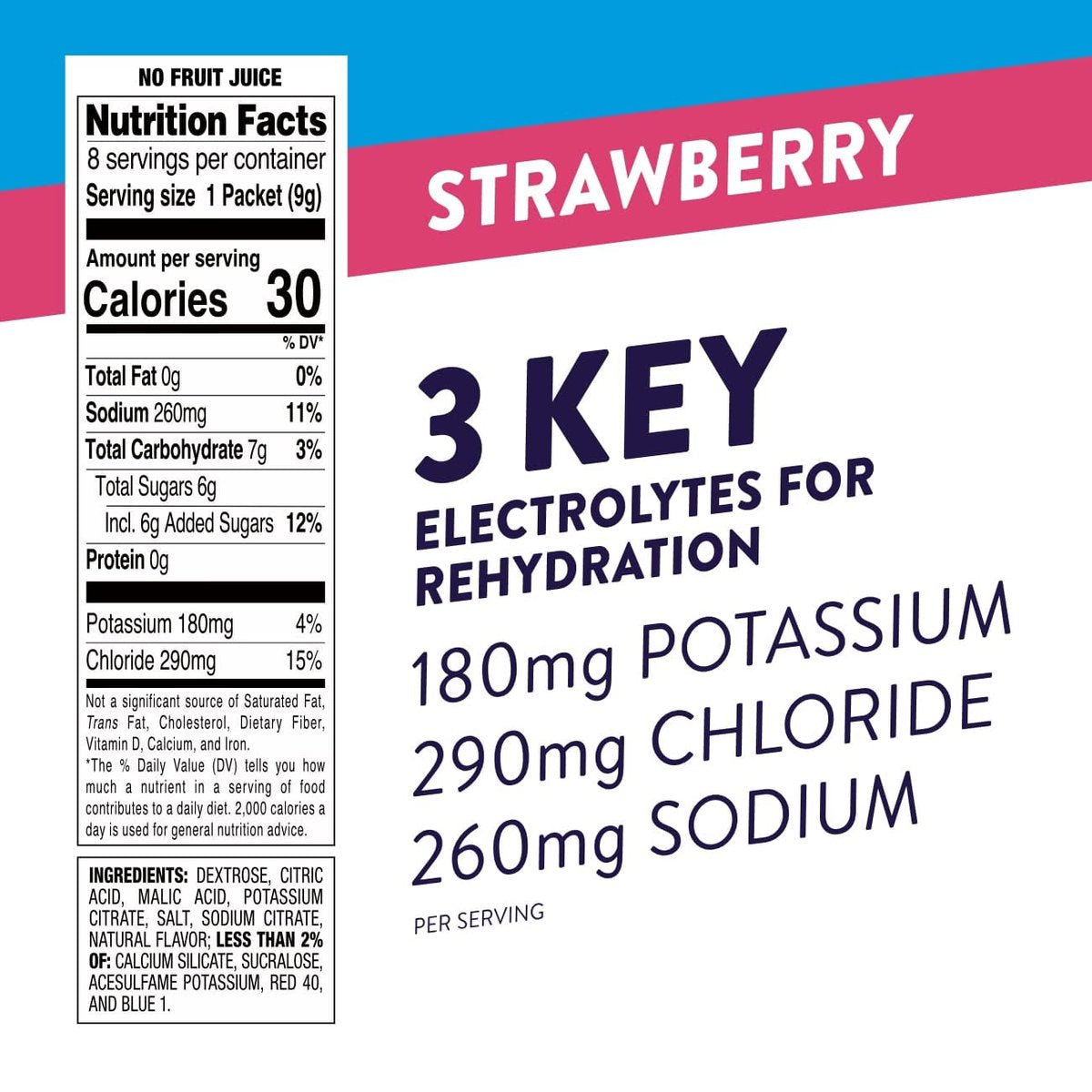 Pedialyte Fast Hydration Elektrolyt-Pulverbeutel, Erdbeer-Geschmack, 8 Einzelportionen