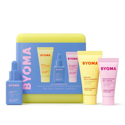 BYOMA So Hydrating Set – Barrier-Repair-Skincare-Set für trockene Haut: Cremiger Jelly-Reiniger, Feuchtigkeitsserum & Ceramid-Feuchtigkeitscreme (30ml, 15ml, 15ml)