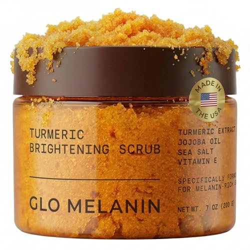 GLO Melanin Turmeric Scrub für dunkle Flecken, aufhellende Innenseiten der Oberschenkel, Bikini-Bereich, Achseln, natürliches Gesichts-Peeling