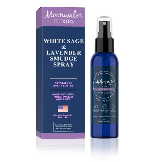 Lavendel-Salbei Aromatherapie-Spray zur spirituellen Reinigung & Aura-Schutz – Weißer Salbei-Lavendel-Spray zur Reinigung negativer Energie & Schutz – Klarer Quarz Reiki-energetisierter Aromatherapie-Raumnebel 118 ml