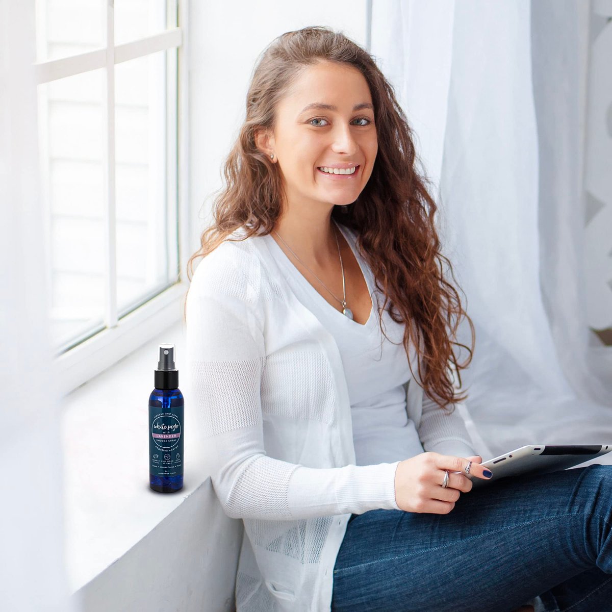 Lavendel-Salbei Aromatherapie-Spray zur spirituellen Reinigung & Aura-Schutz – Weißer Salbei-Lavendel-Spray zur Reinigung negativer Energie & Schutz – Klarer Quarz Reiki-energetisierter Aromatherapie-Raumnebel 118 ml