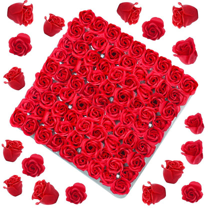 Marsrut 81-teilige Bade-Seifenrosenblüten, duftende Seifenrosenblätter Körperseife für Valentinstag, Hochzeit, Jubiläum, Geburtstag, für Sie, Rot